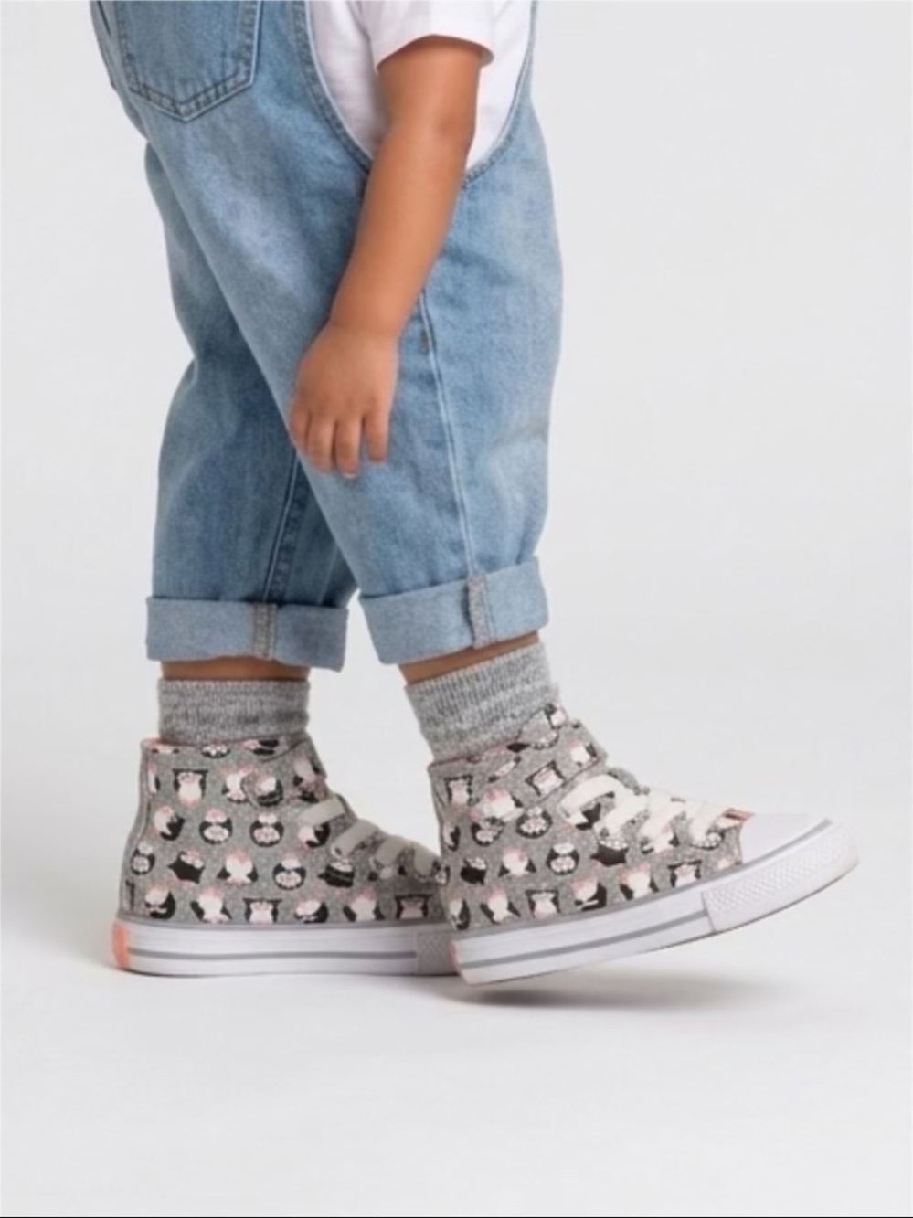 converse baby kids high top infant size Child's 7 owls Grey/Orange EUC Toddler